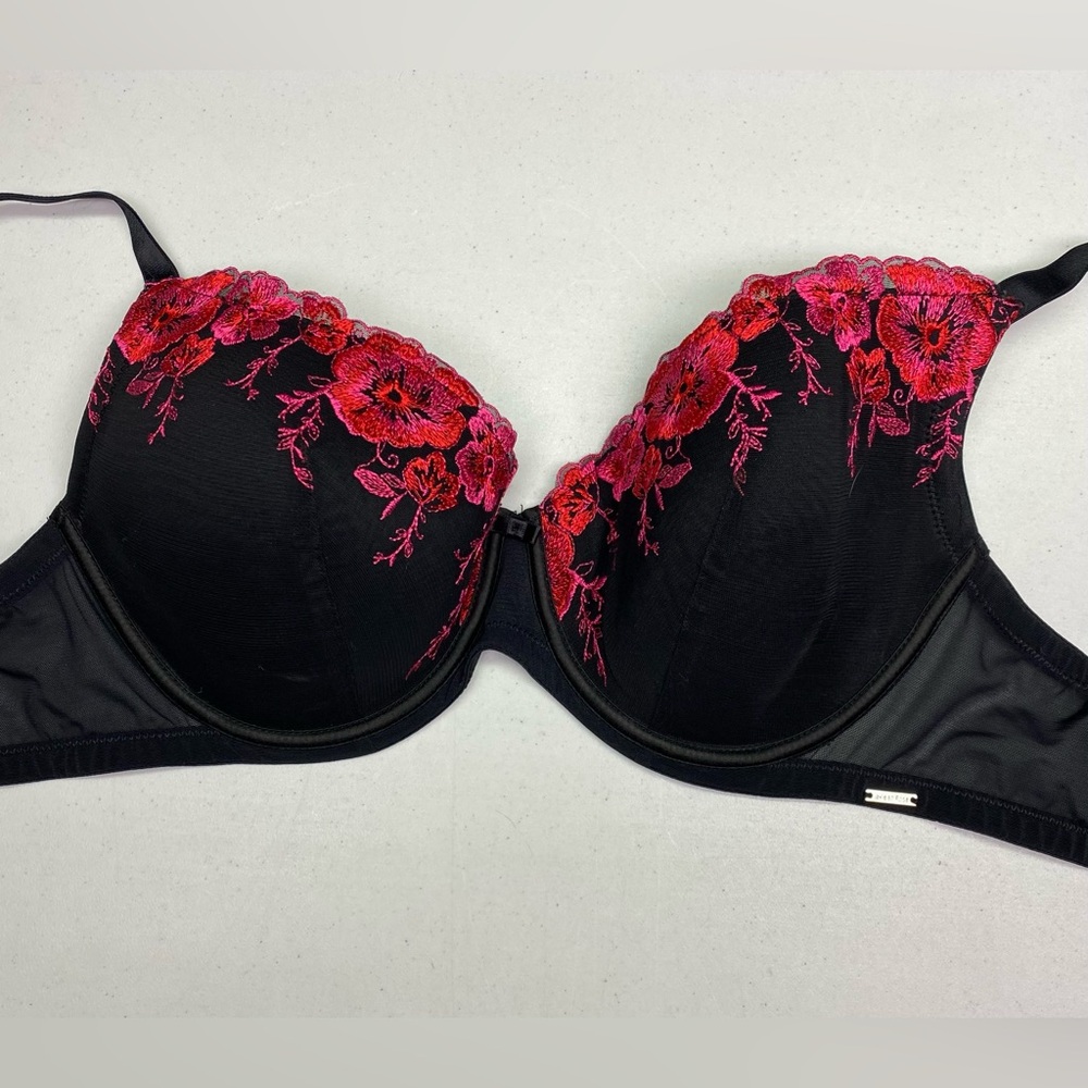 LVR BLK/RED Lightly Lined Underwire, 34DD *P1005